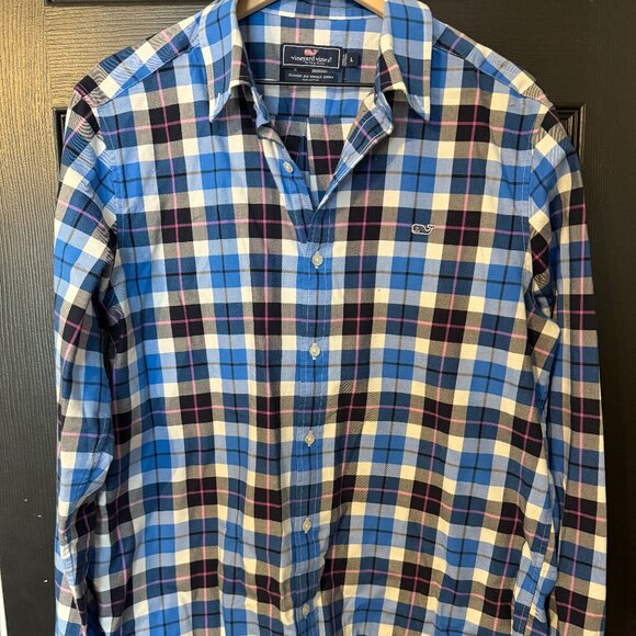 Vineyard Vines Other - Mens Vineyard Vines Classic Fit Whale Shirt Plaid Blue White Large